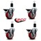 Service Caster 4'' Red Poly Swivel 1-1/2'' Expanding Stem Caster Set with Brake, 4PK SCC-EX20S414-PPUB-RED-PLB-112-4 - alternate 4